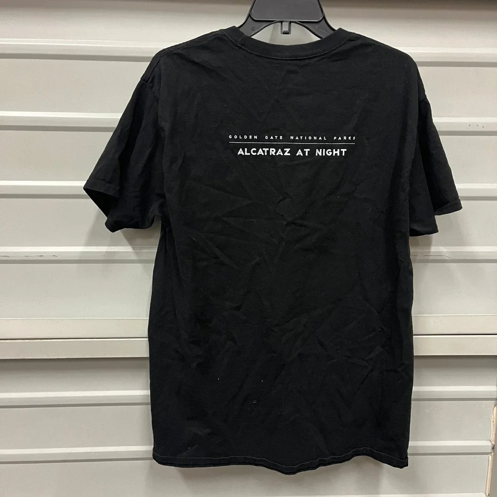 Hanes‎ Alcatraz At Night Golden Gate National Parks Black Graphic T-Shirt Mens L